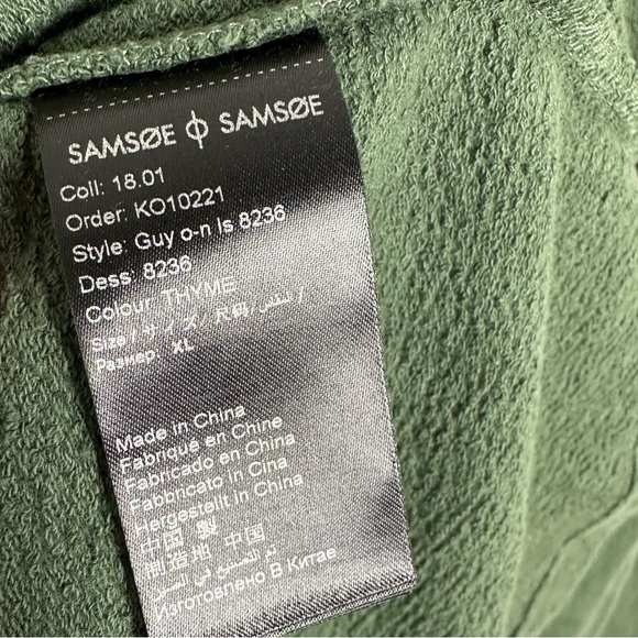 Samsoe Green Textured Crew Neck Sweater Mens Size XL Thyme Knit Cotton‎ NEW NWT - Picture 7 of 14
